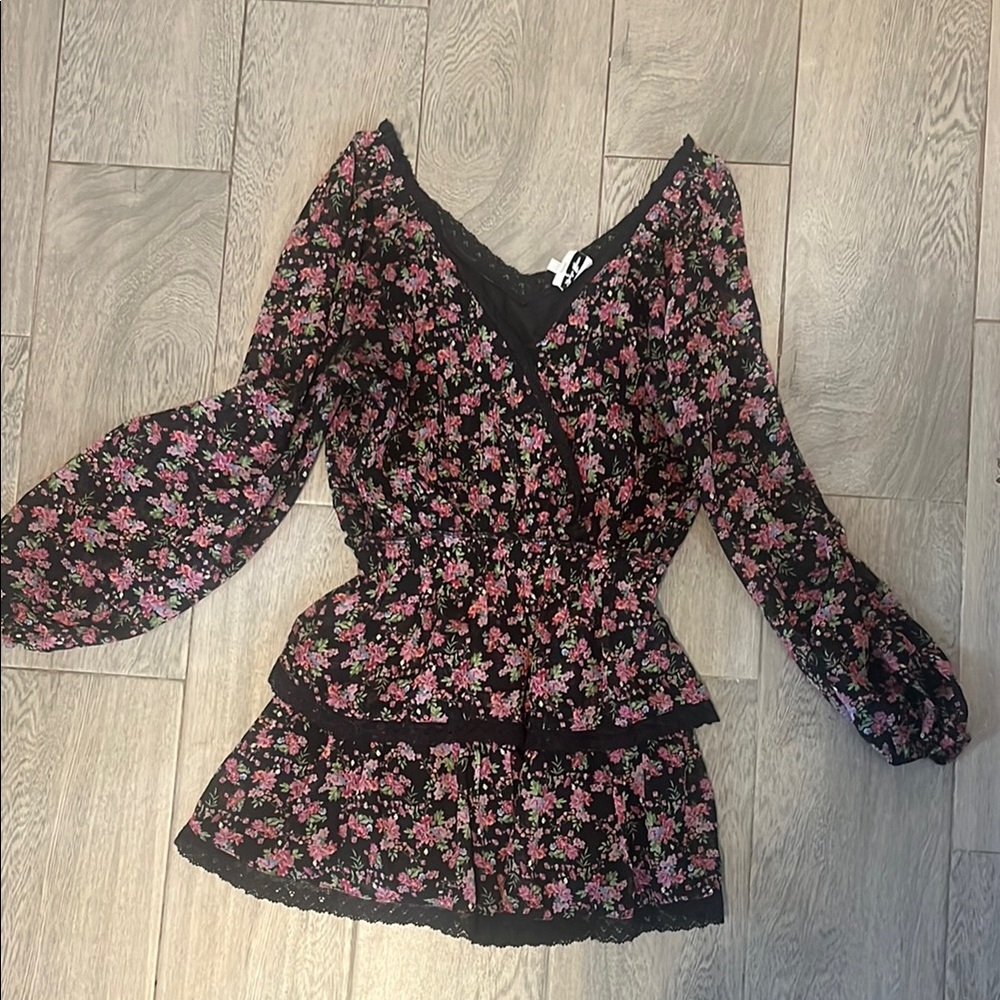Floral Black and Pink Women's Top